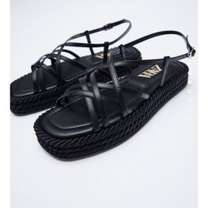 Brand new Zara size 9 black sandals rope platform